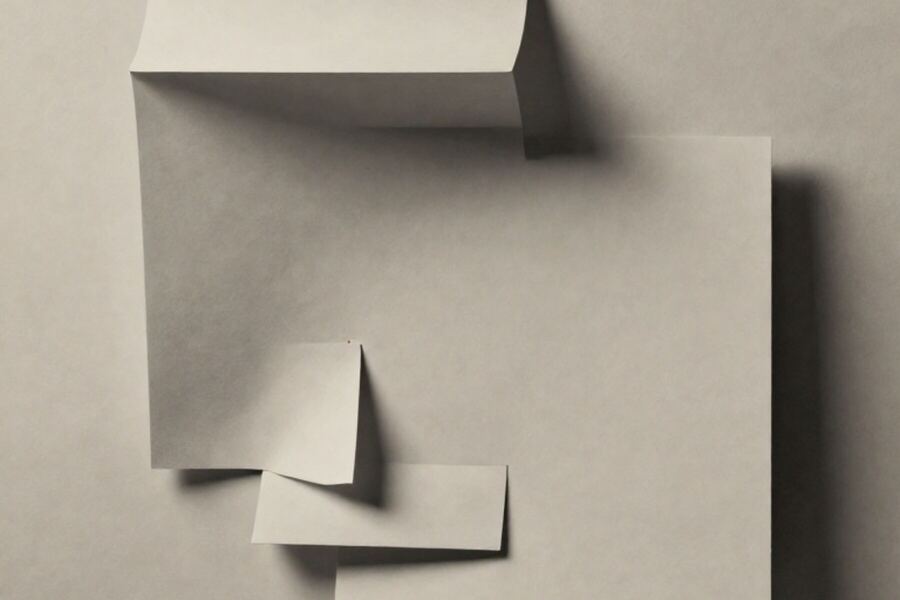 Flat paper panels stacked in an offset staircase