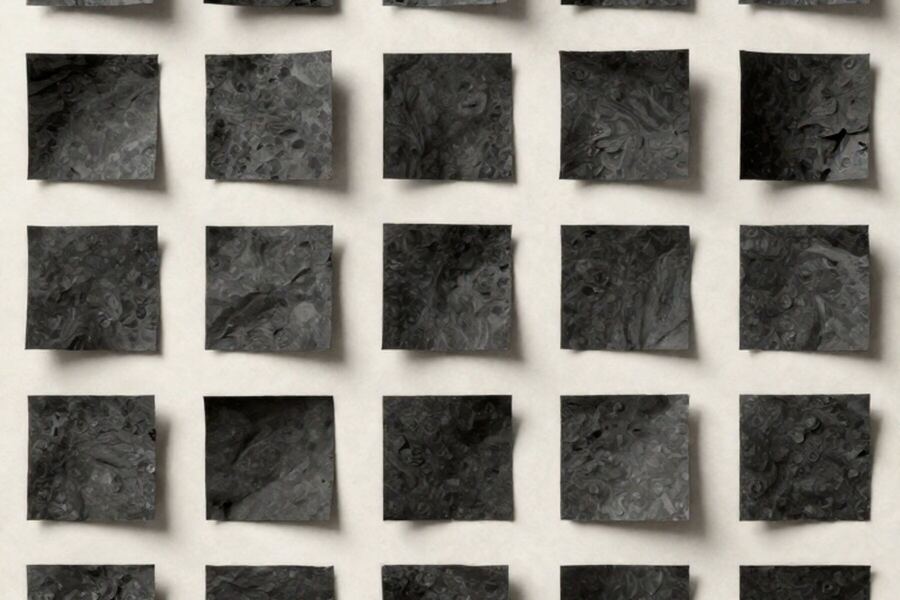 The same paper squares set into a strict aligned grid