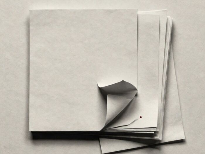 A stack of paper sheets with four pulled part-way out and fanned to one side