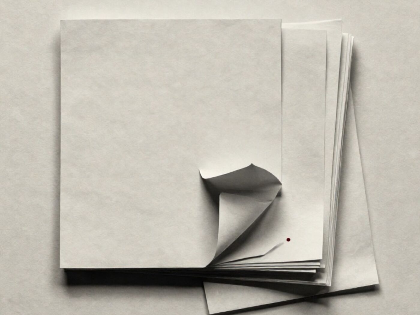 A stack of paper sheets with four pulled part-way out and fanned to one side